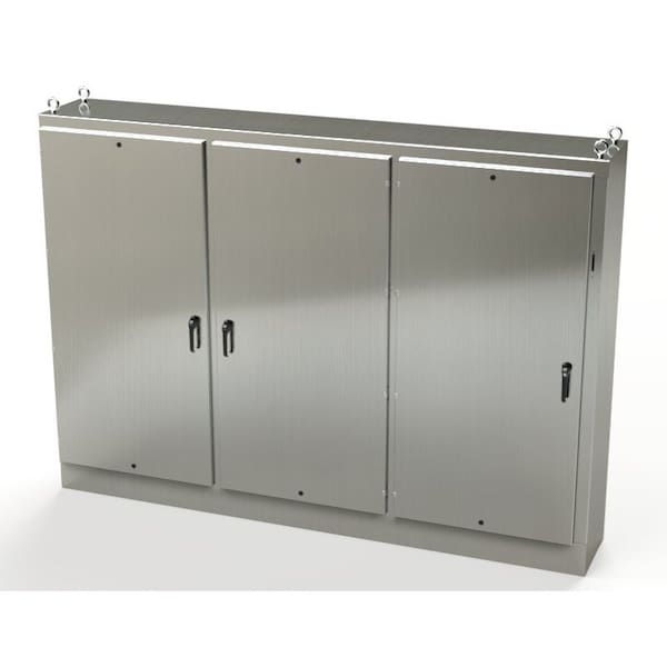 3 Point Latch with Coinproof/Padlock Handle Electrical Enclosures, 84 in H, 18 in D, 117-1/2 in W